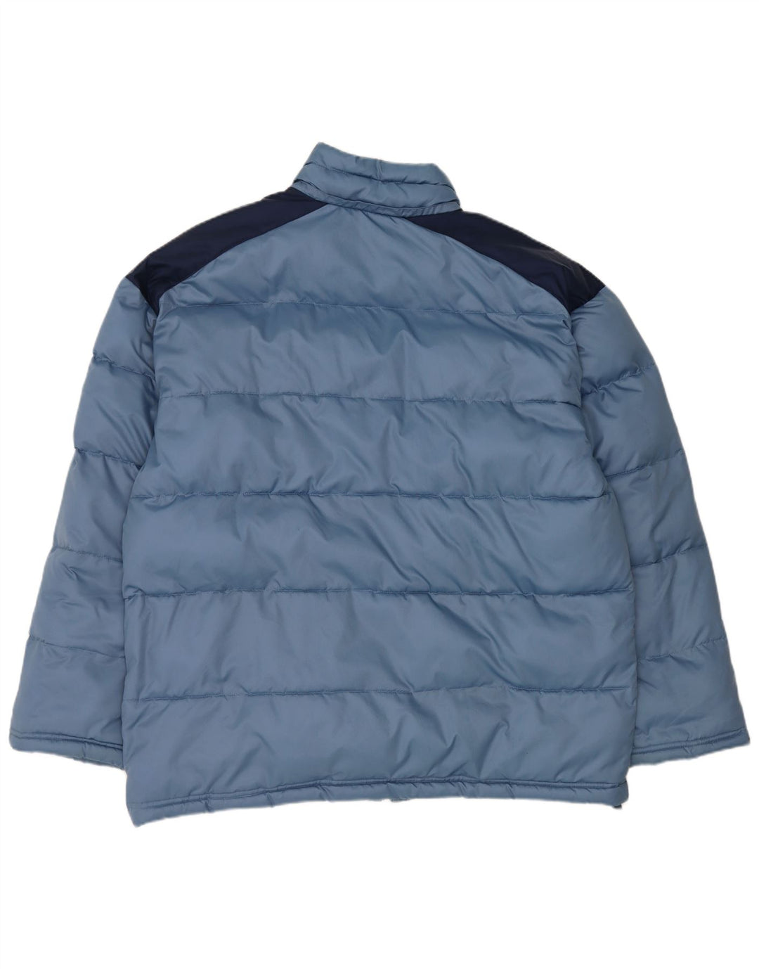 Jaqueta acolchoada masculina Adidas UK 40 grande bloco colorido azul nylon