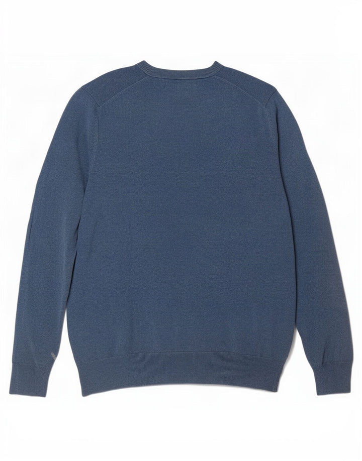 Suéter masculino Marks & Spencer com gola redonda, grande algodão azul