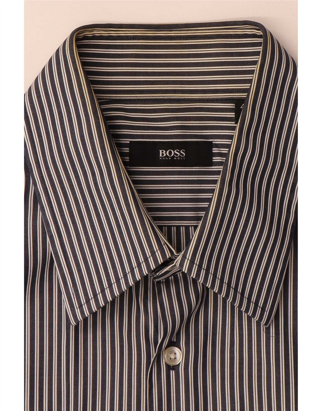 Camisa masculina Hugo Boss tamanho 43 17 XL azul marinho listrado
