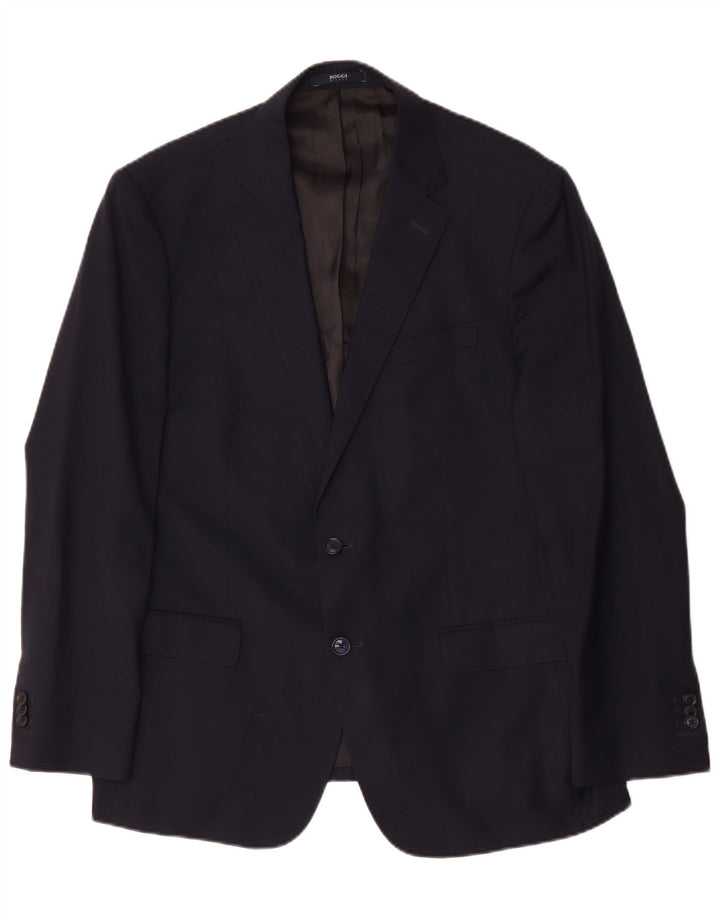 Jaqueta blazer masculina Boggi Milano 2 botões IT 56 3XL lã azul marinho