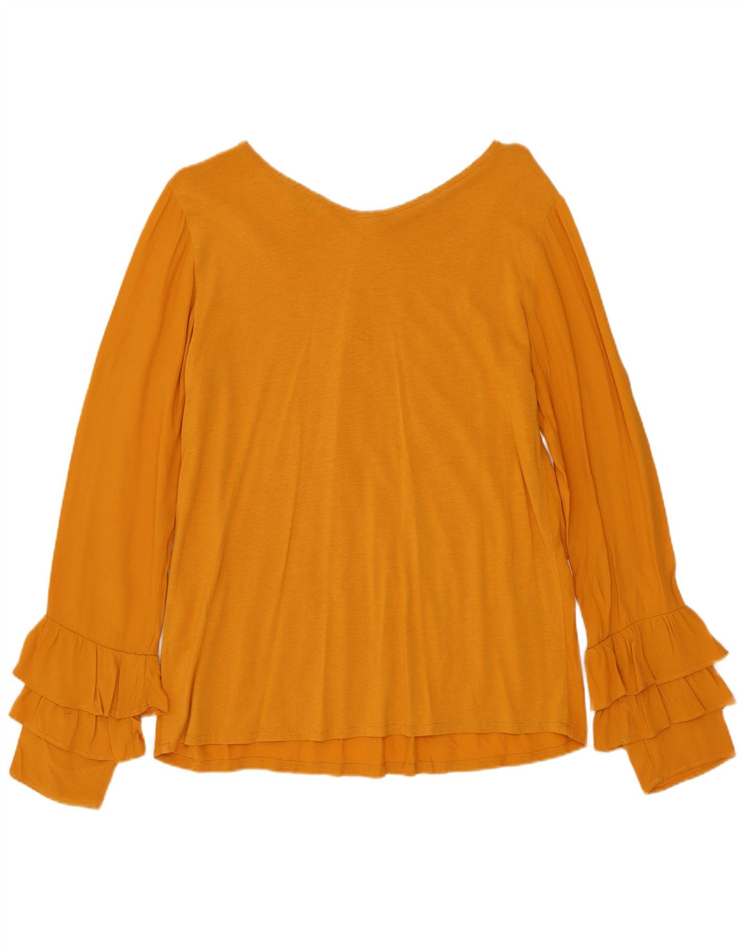 Blusa feminina de manga comprida Massimo Dutti UK 10 Lyocell amarelo pequeno