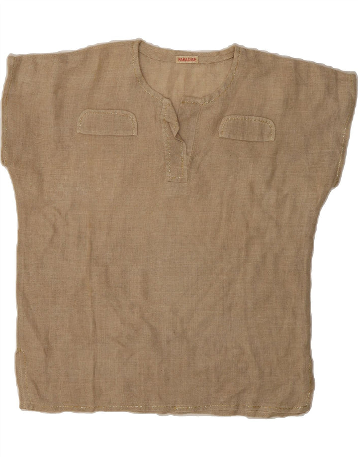 VINTAGE Womens Blouse Top UK 14 Medium Beige Vintage Vintage and Second-Hand Vintage from Messina Hembry 
