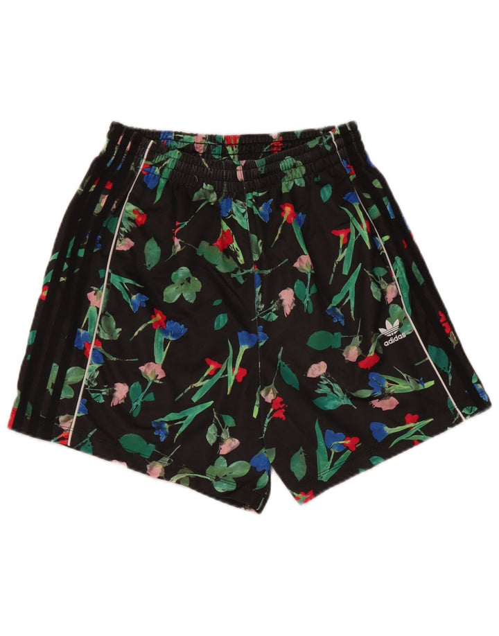 Adidas Womens Sport Shorts UK 8 Pequeno Poliéster Floral Preto