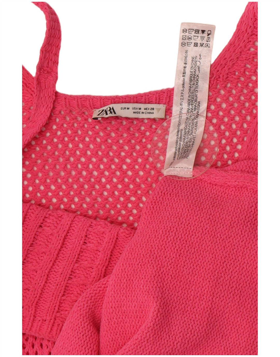 Zara Vestido feminino de malha UK 12 poliéster rosa médio