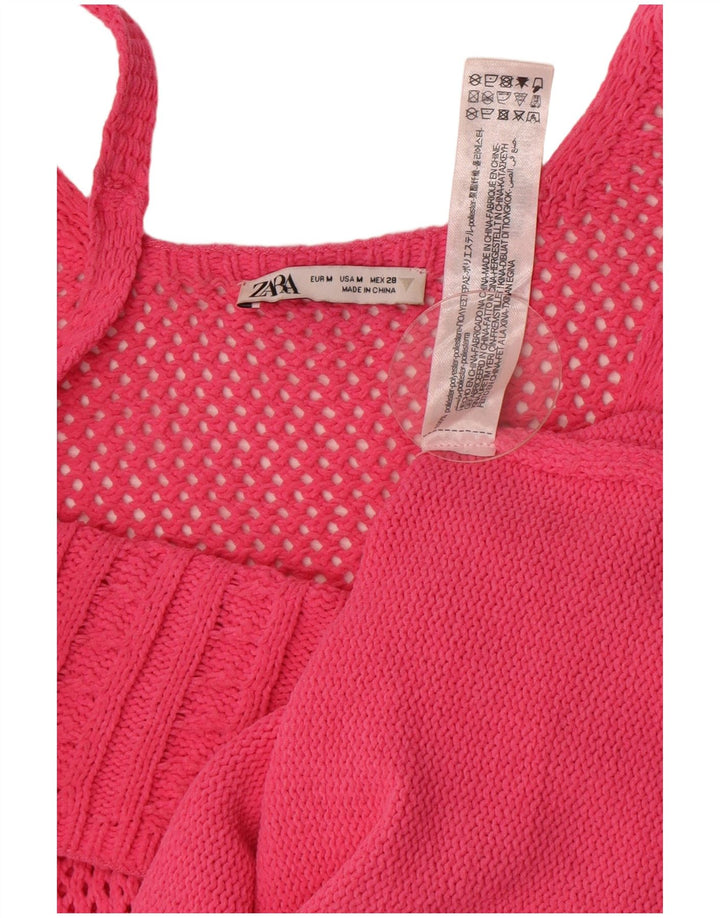 Zara Vestido feminino de malha UK 12 poliéster rosa médio