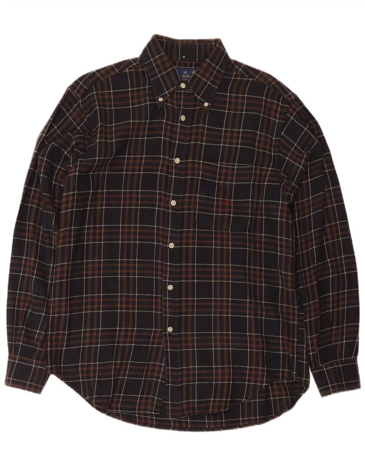 Camisa masculina de flanela Brooksfield tamanho 39 algodão xadrez marrom médio