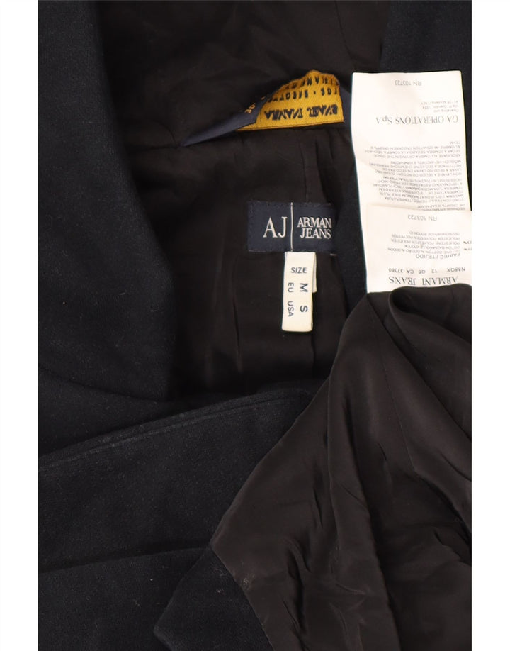 Sobretudo feminino Armani Jeans com capuz Reino Unido 14 algodão preto médio