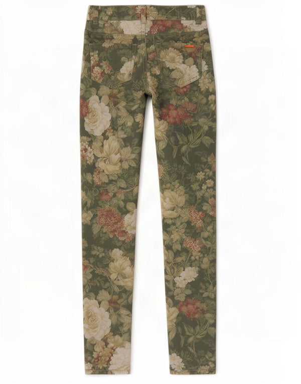 Zara Womens Trafaluc Skinny Jeans EU 34 2XS W24 L30 Verde Floral Algodão