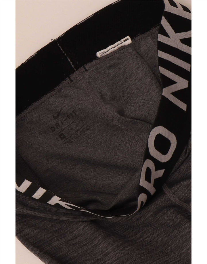 Nike Womens Dri Fit Graphic Leggings UK 12 Medium Grey Colourblock