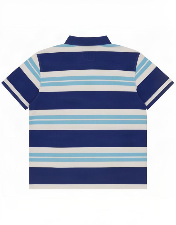 Camisa polo masculina 2XL de algodão listrado azul da Crew Clothing