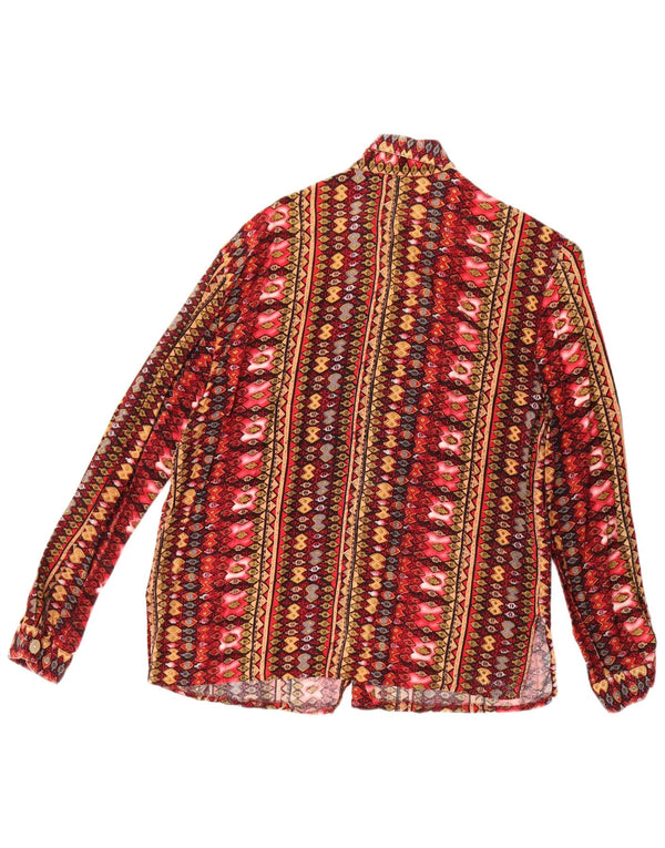 Camisa feminina vintage folgada UE 40 média multicolorida geométrica