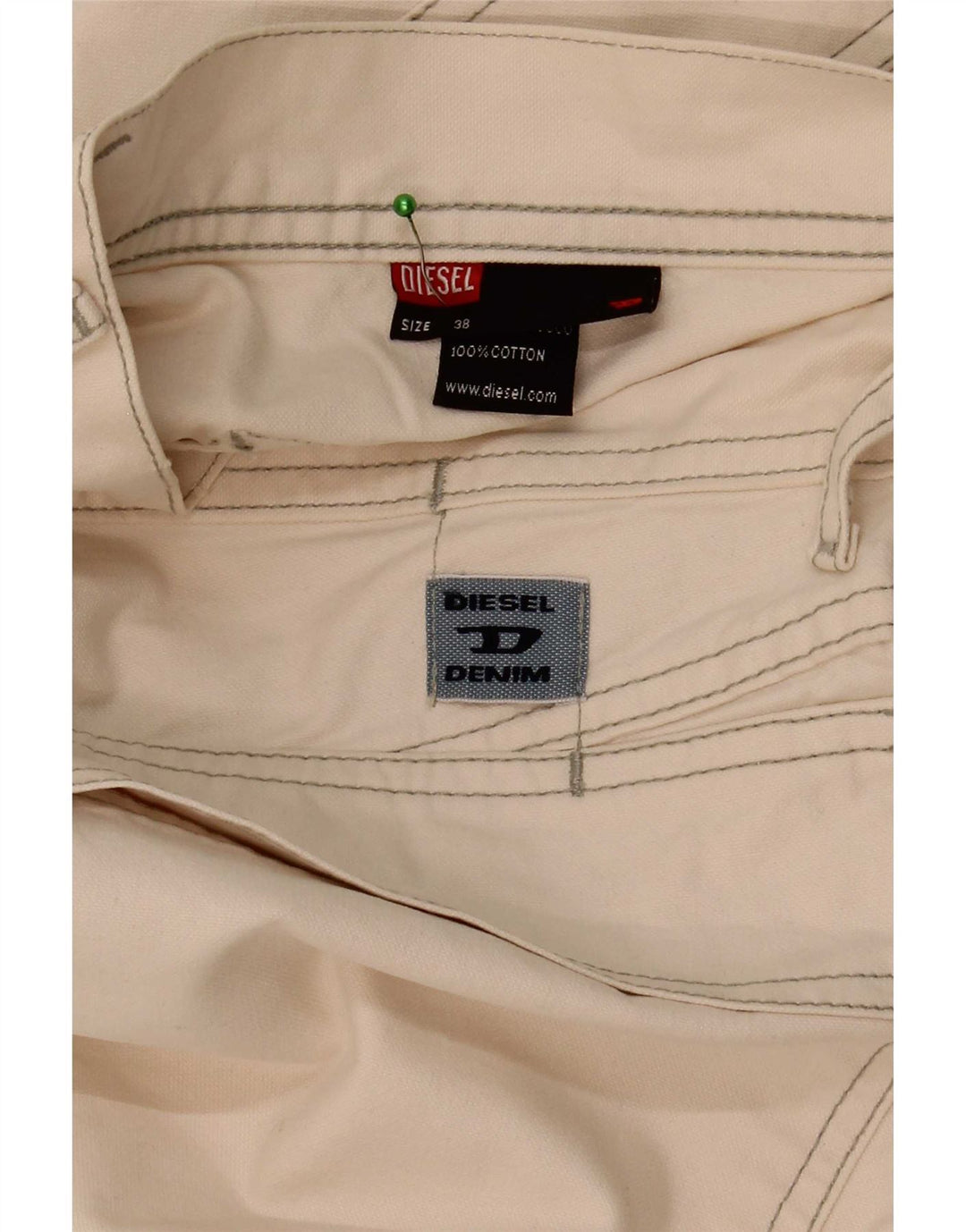 Calças cargo retas masculinas Diesel W38 L31 fora do algodão branco