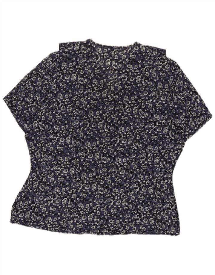 Blusa feminina Marks & Spencer UK 16 grande azul marinho floral