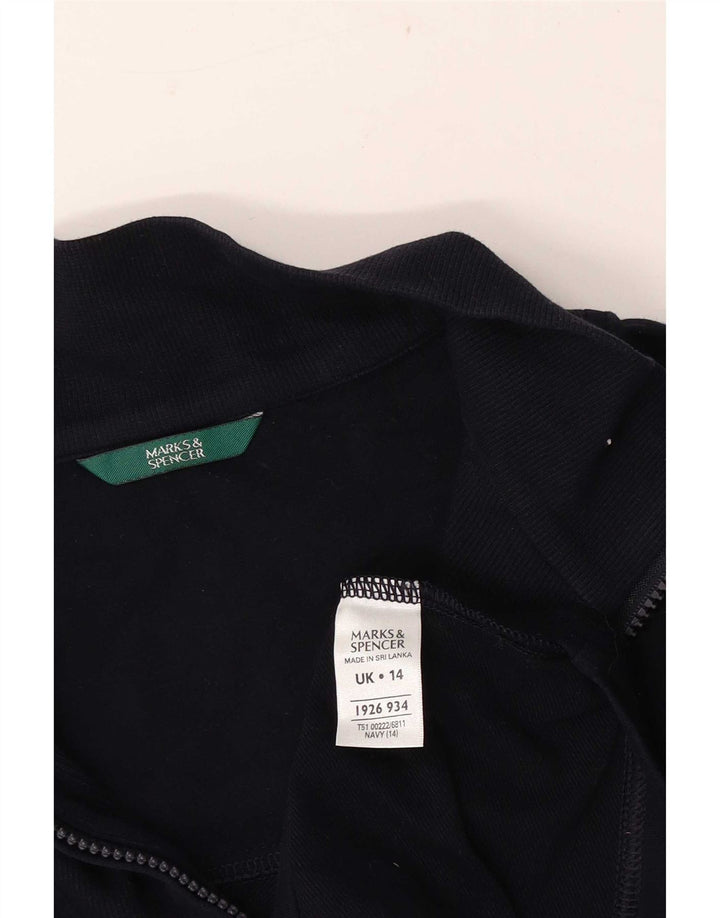Suéter feminino Marks & Spencer com zíper e gola UK 14 médio azul marinho