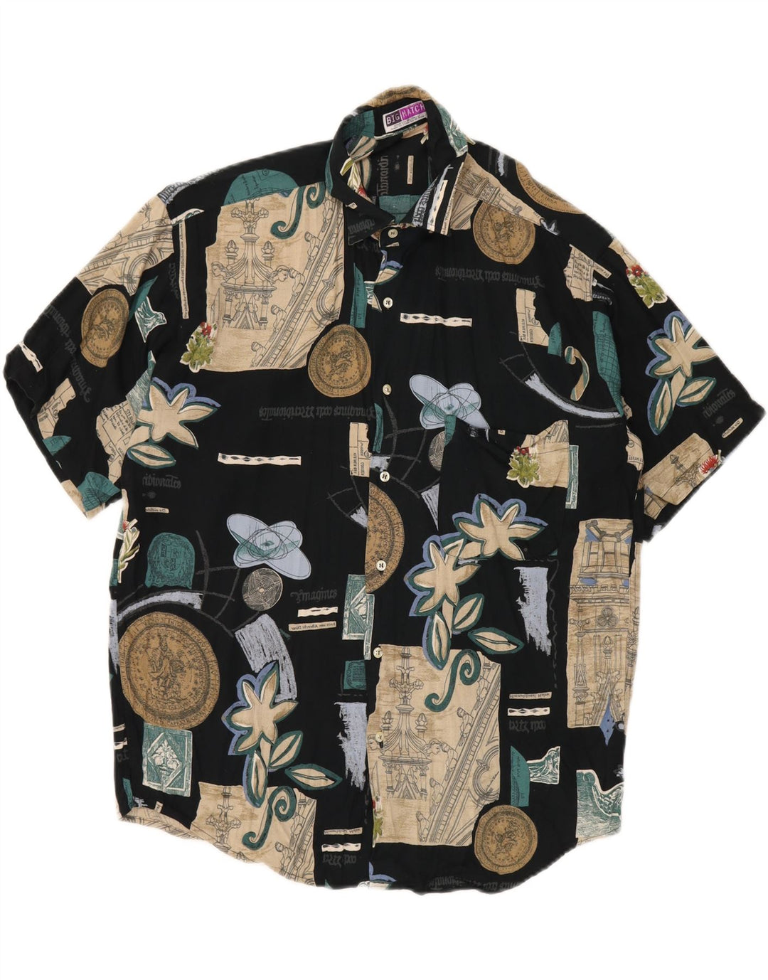 Camisa masculina de manga curta BIG MATCH média azul marinho patchwork viscose