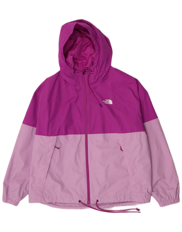 Jaqueta de chuva feminina com capuz The North Face UK 20 2XL roxo colorblock nylon
