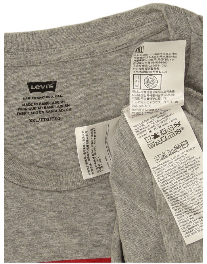 Camiseta gráfica masculina Levi's Top 2XL logotipo de algodão cinza