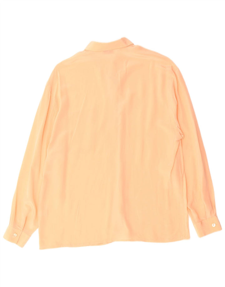 Blusa feminina vintage de grandes dimensões Reino Unido 10 seda rosa pequena