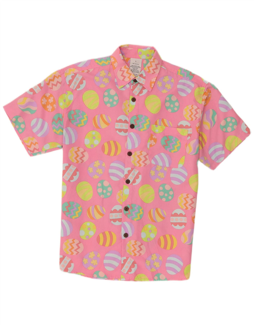 Camisa masculina vintage de Páscoa abstrata padrão manga curta grande rosa