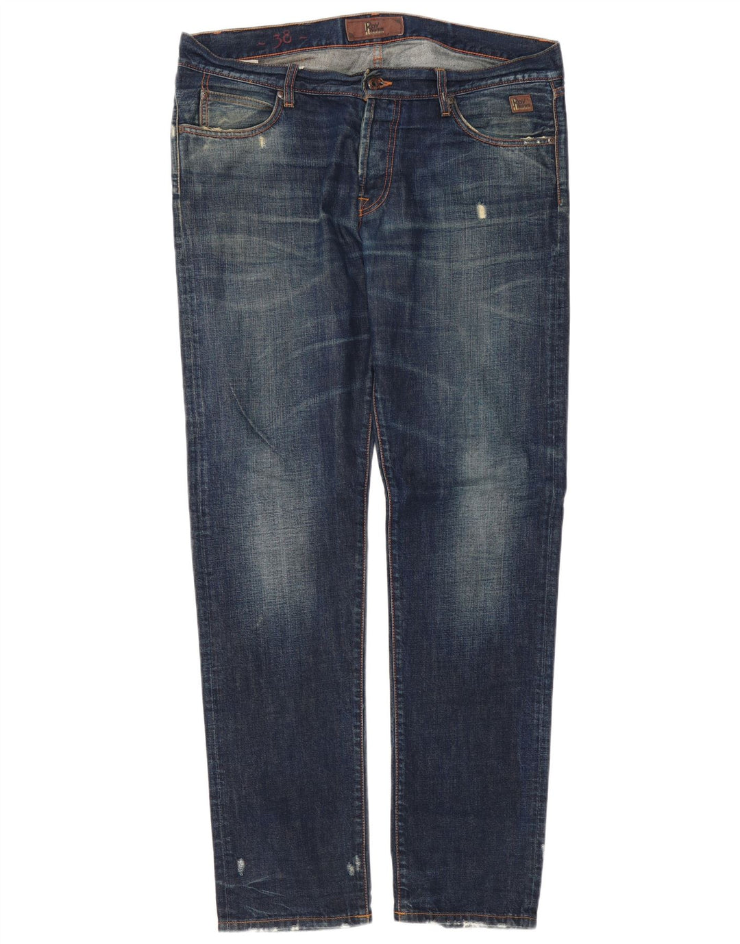 Calça jeans masculina Roy Rogers desgastada W38 L34 azul algodão
