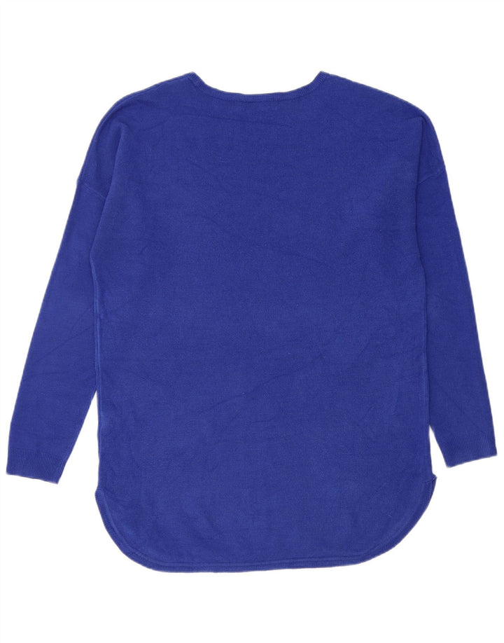 Suéter feminino Marks & Spencer grande com gola canoa Reino Unido 10 pequeno azul