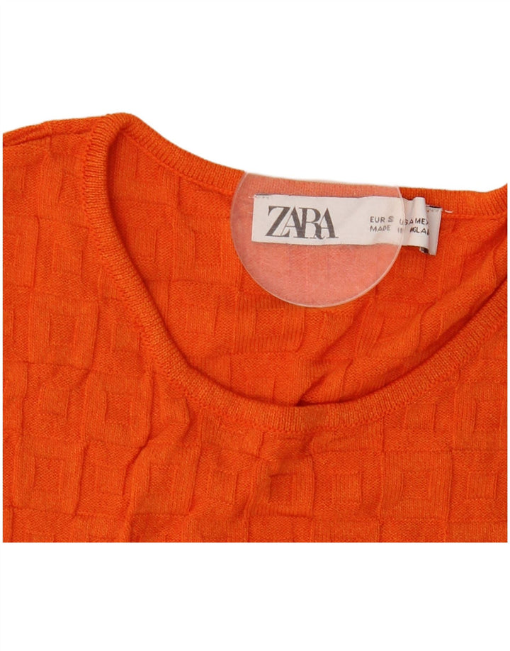Zara Womens Crop Vest Top UK 8 Pequeno Laranja Viscose