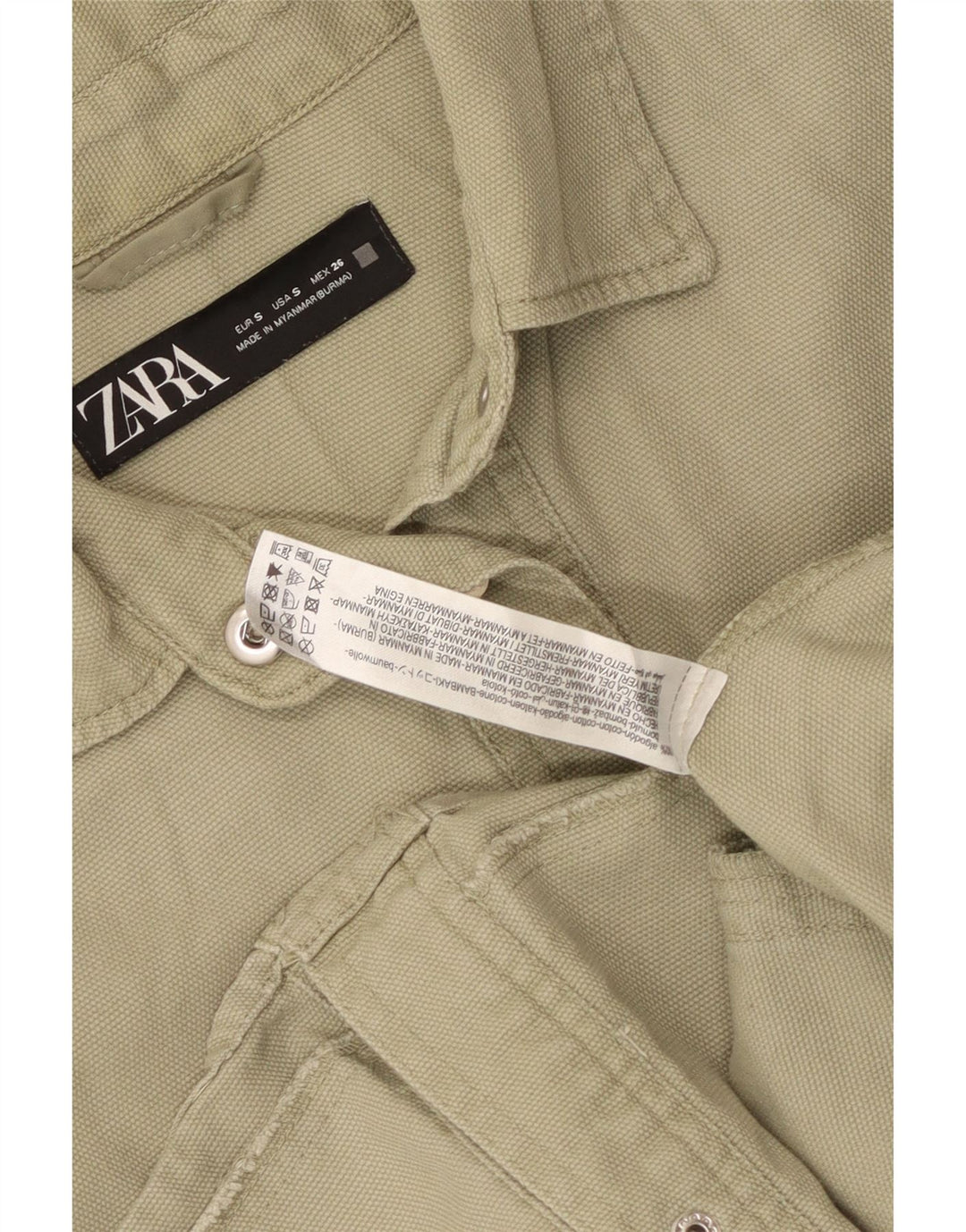 Camisa oversized feminina Zara UK 10 pequeno algodão verde