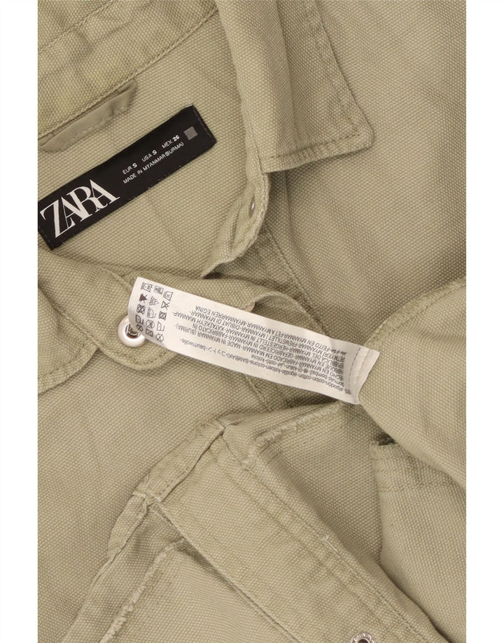 Camisa oversized feminina Zara UK 10 pequeno algodão verde