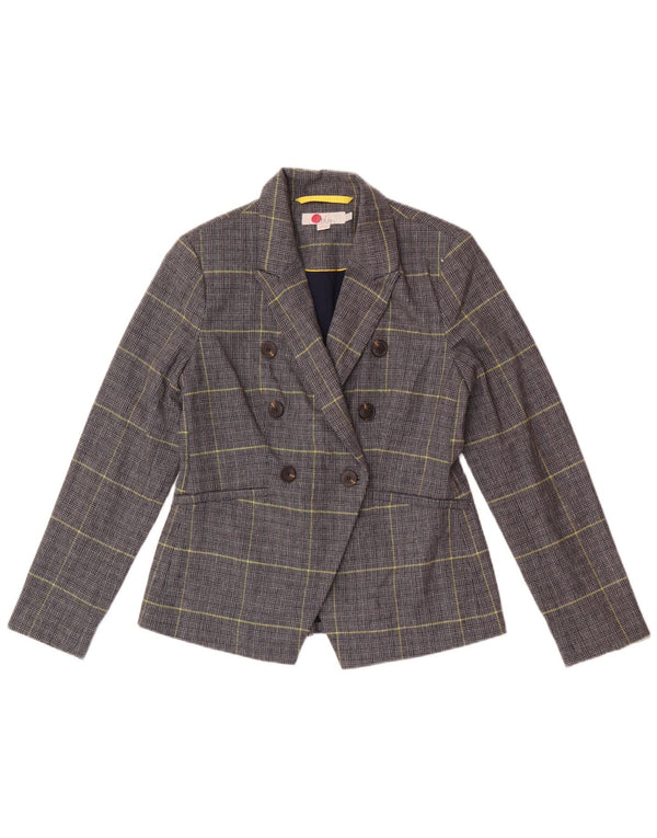 Jaqueta feminina Boden Petite Blazer Reino Unido 10 pequena azul marinho Houndstooth
