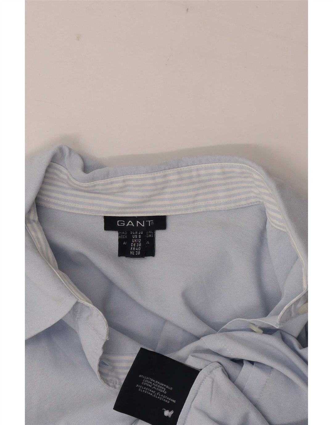 Camisa feminina Gant UK 12 algodão azul médio