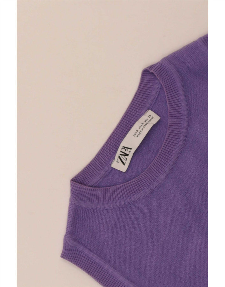 Zara Womens Crop Vest Top UK 8 Pequeno Roxo