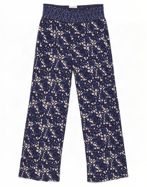 Fat Face Feminino Padrão Abstrato Calça Casual UK 14 Médio W30 L27 Azul