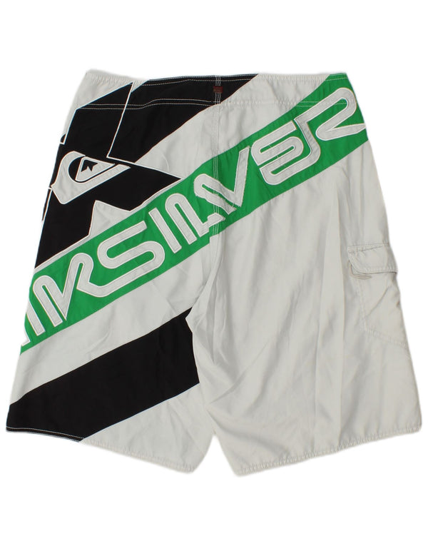Shorts de natação masculino gráfico QUIKSILVER grande poliéster colorido branco
