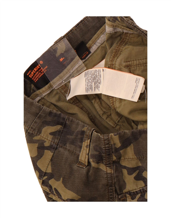 Shorts cargo masculino Superdry W30 algodão camuflado médio cáqui