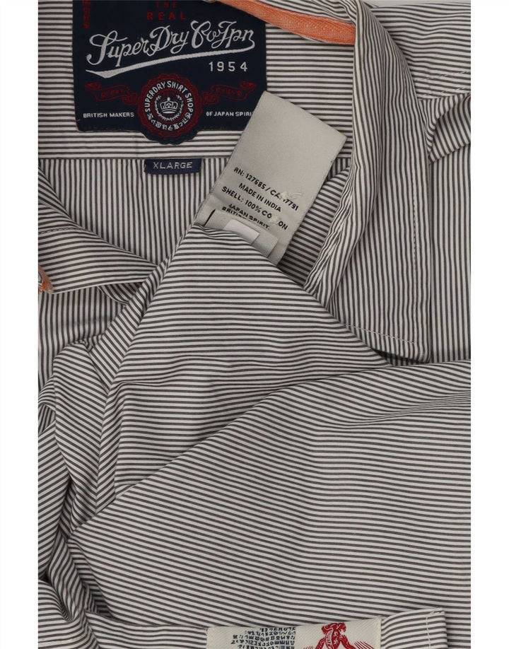 Camisa masculina Superdry XL listrada azul algodão
