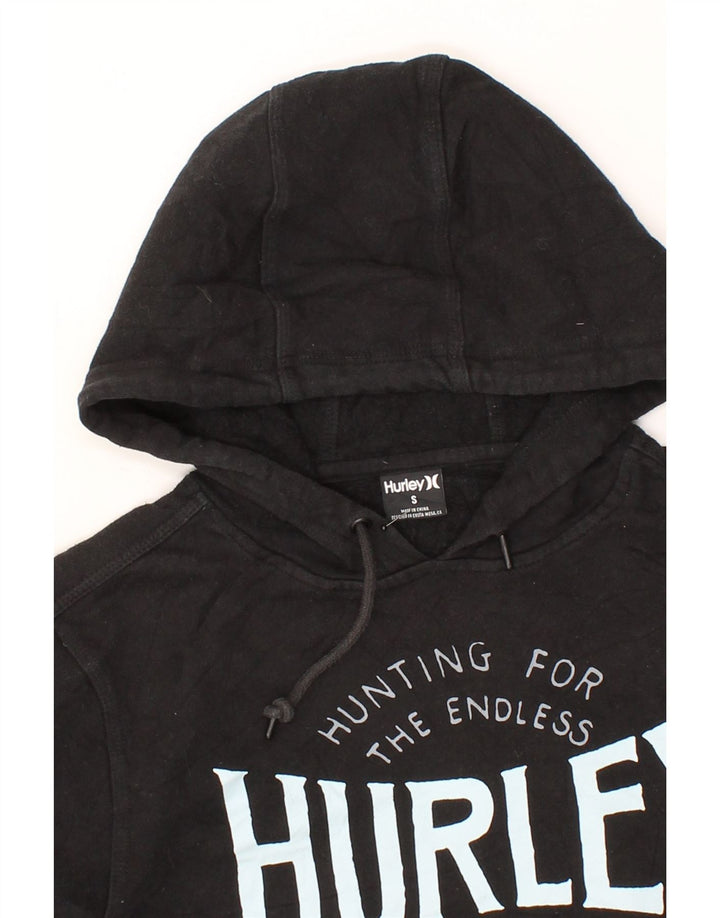 HURLEY Mens Graphic Hoodie Jumper Small Black Cotton Vintage Hurley and Second-Hand Hurley from Messina Hembry 