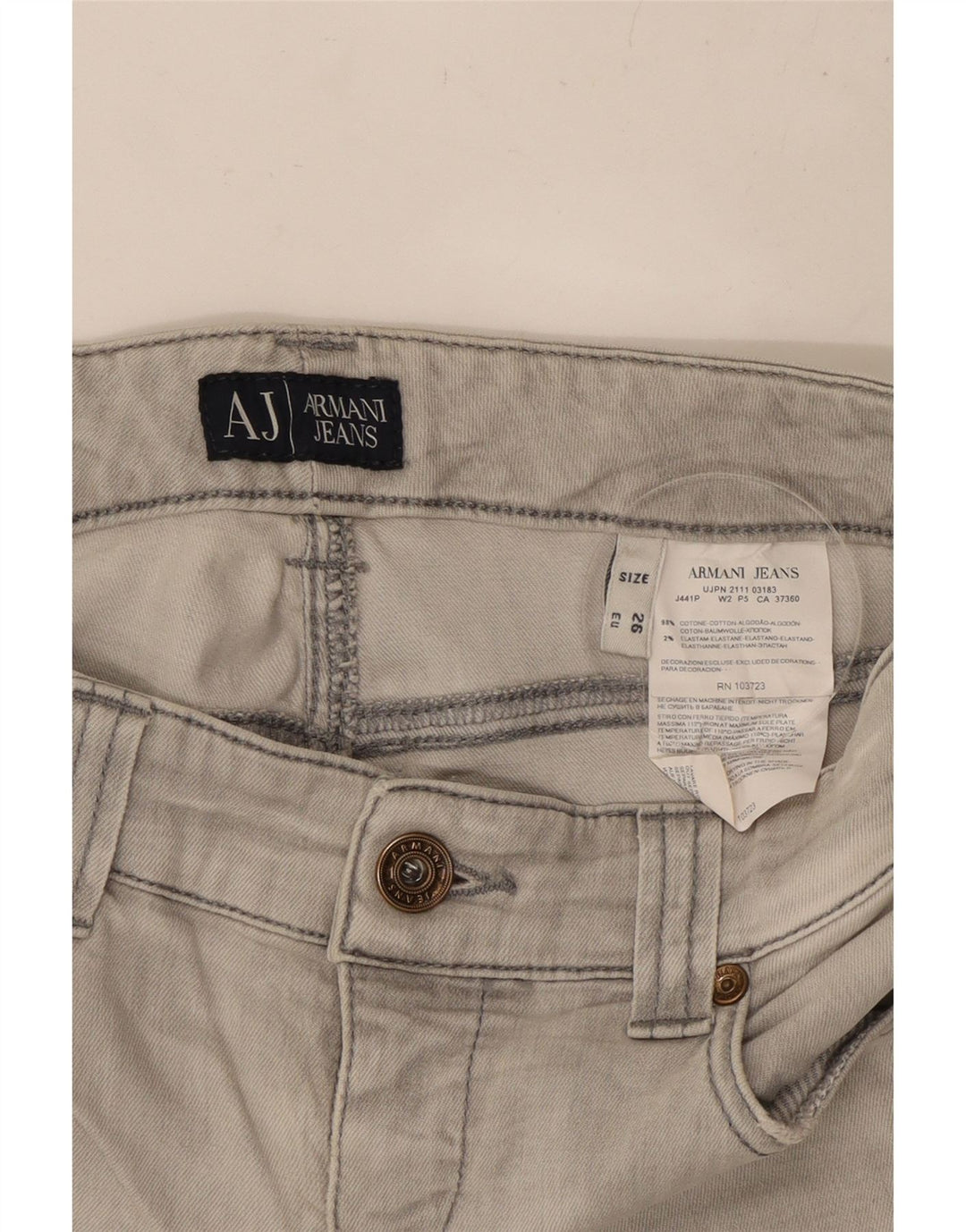 ARMANI Jeans Slim Feminino W26 L32 Algodão Cinza
