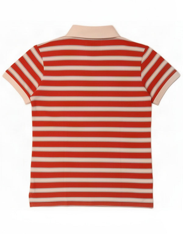 Murphy & Nye Camisa polo feminina Reino Unido 12 algodão listrado vermelho médio