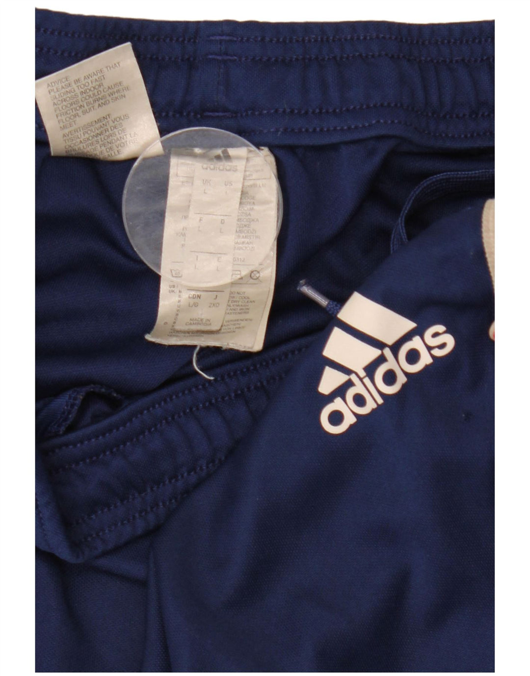 Calça de treino masculina Adidas grande poliéster azul marinho