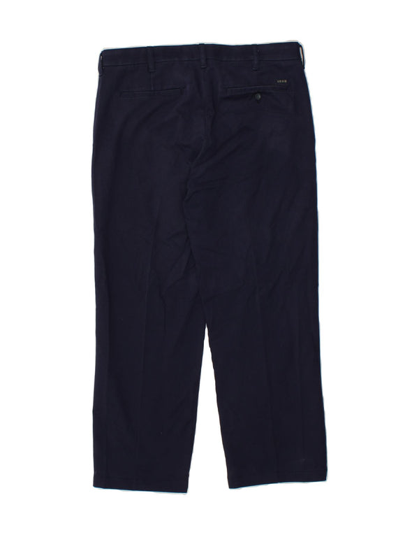 Calça chino clássica masculina IZOD W34 L30 algodão azul marinho