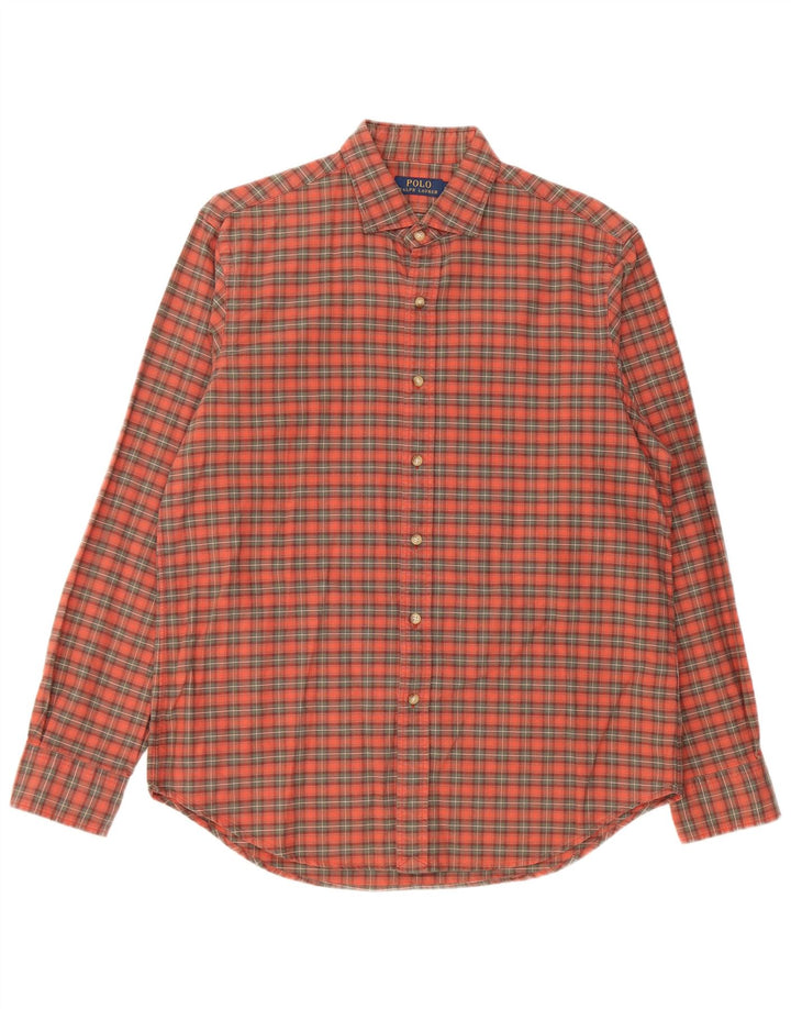 Polo Ralph Lauren Camisa masculina grande laranja xadrez algodão