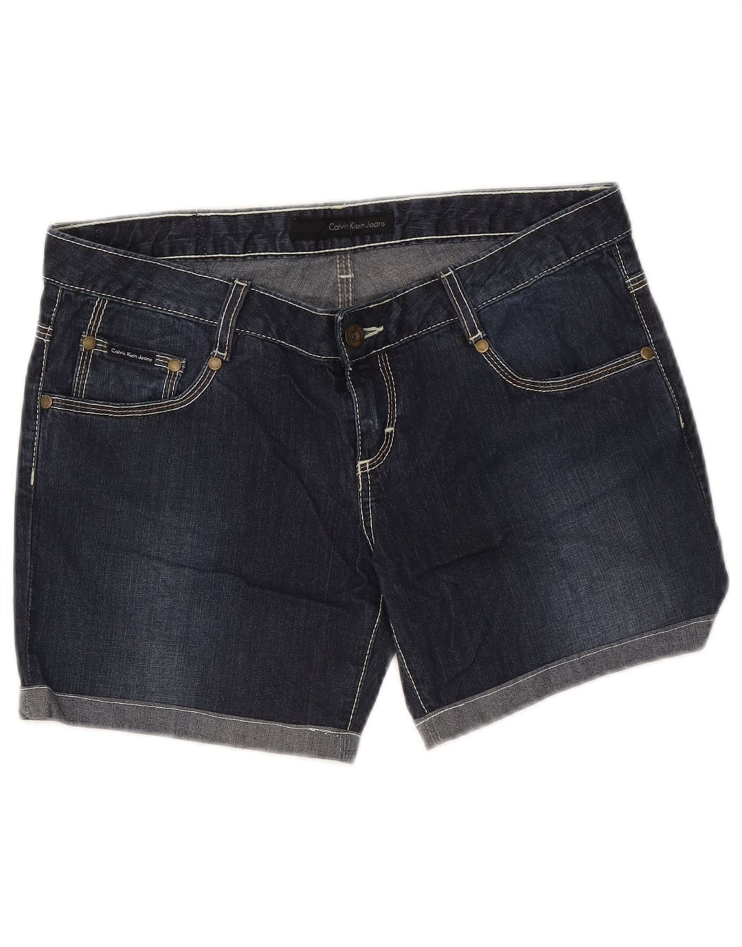 Shorts jeans feminino Calvin Klein W31 médio azul marinho algodão