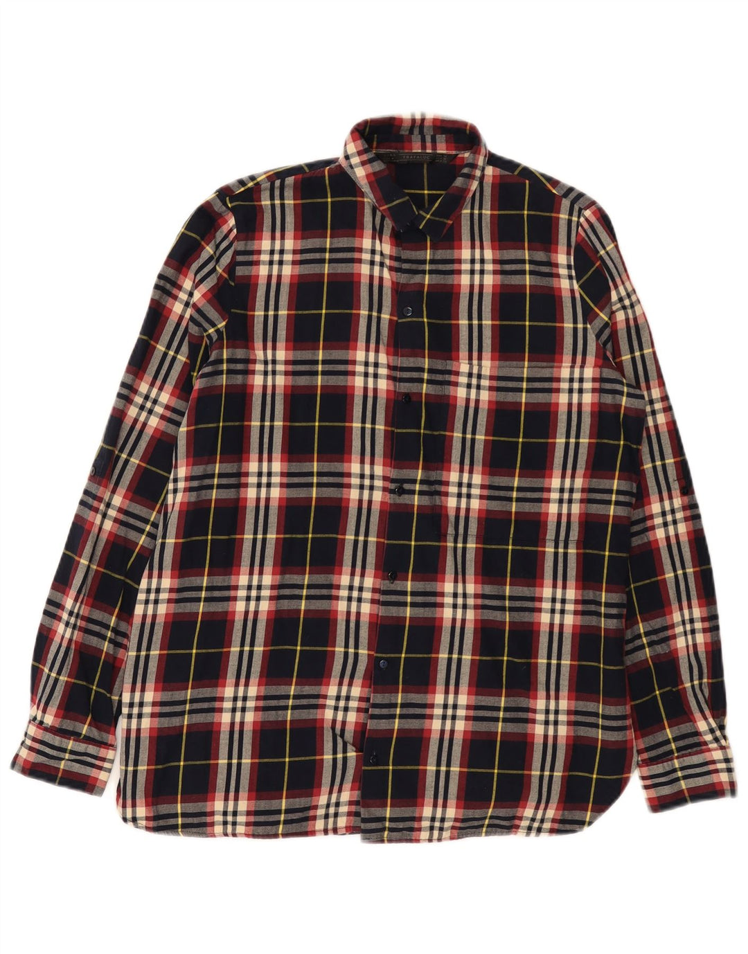 Zara Camisa feminina de flanela Trafaluc Regular Fit média xadrez multicolorida