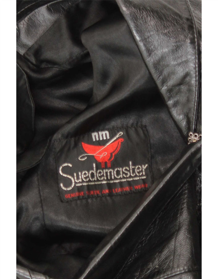 Jaqueta blazer de couro feminina Suedemaster manga 3/4 Reino Unido 12 médio preto