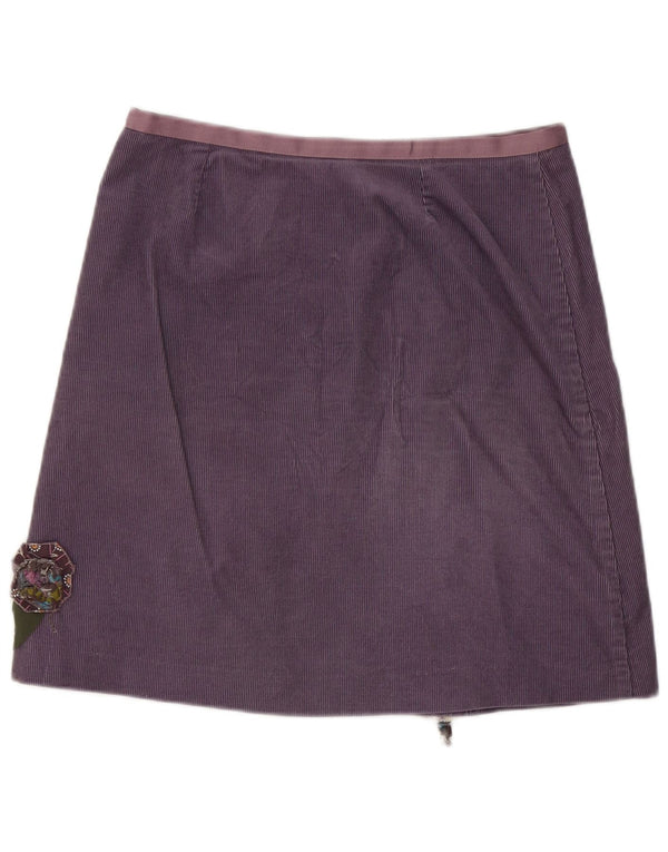 Saia feminina de veludo Boden Reino Unido 12 médio W32 roxo floral