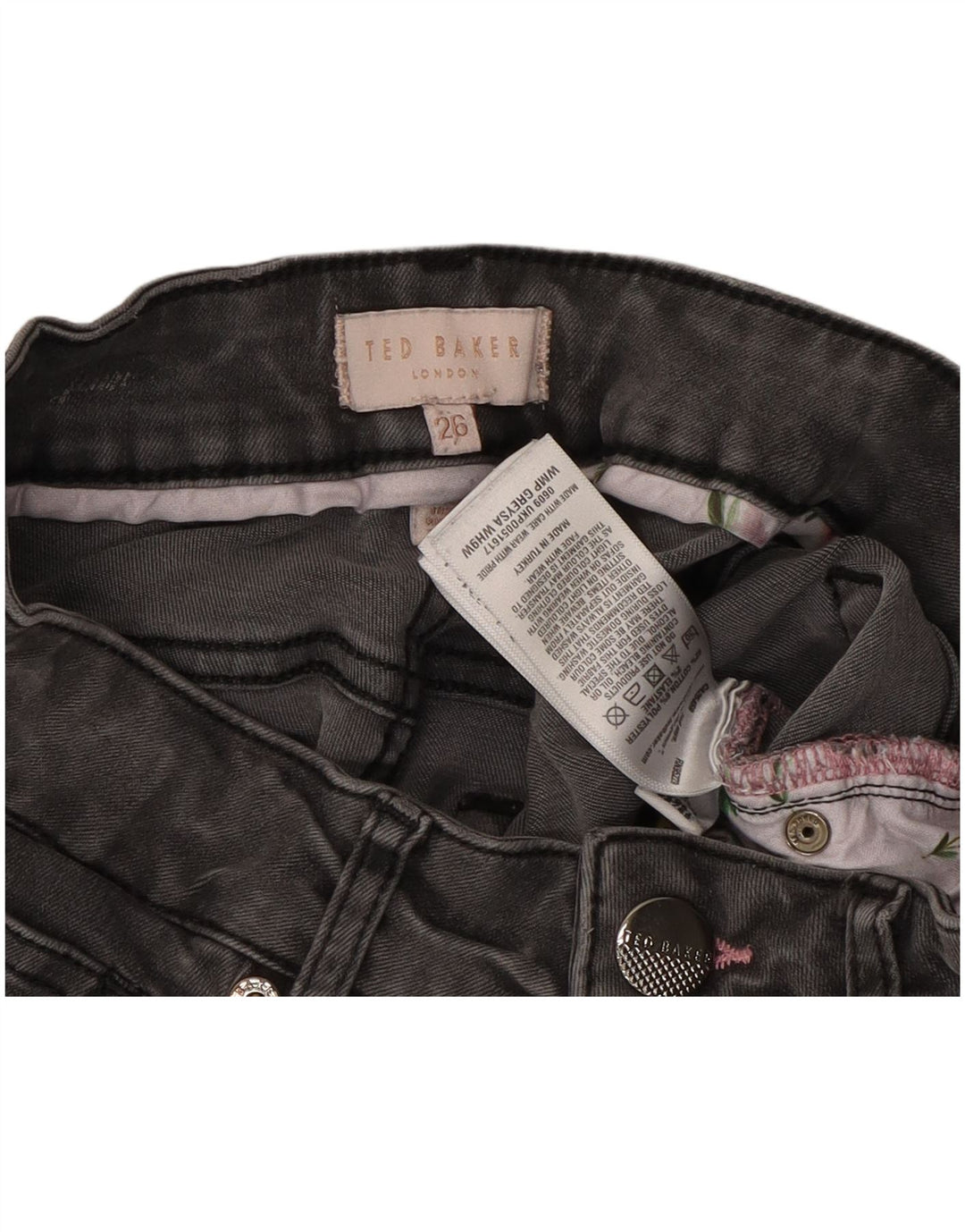 Calça jeans skinny feminina TED BAKER W26 L28 algodão cinza