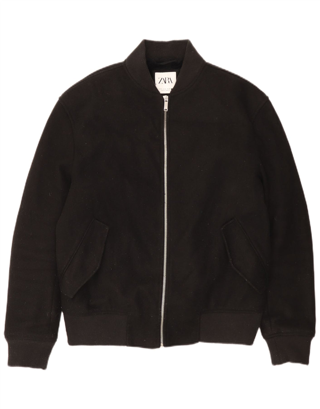 Jaqueta bomber masculina ZARA UK 38 poliéster preto médio