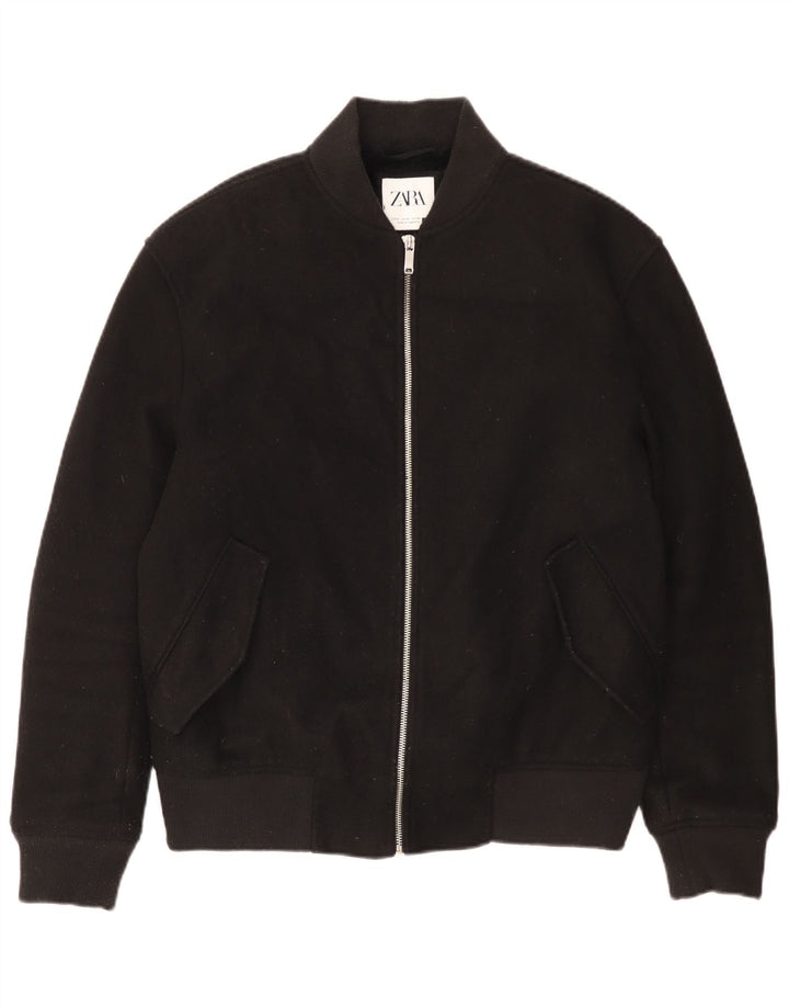 Jaqueta bomber masculina ZARA UK 38 poliéster preto médio