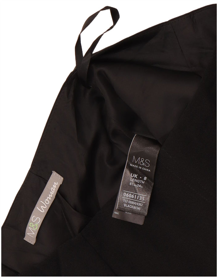 Saia lápis feminina Marks & Spencer Reino Unido 8 pequena W28 poliéster preto