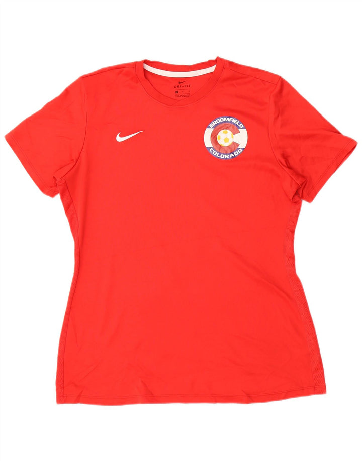 Camiseta feminina NIKE Dri Fit UK 16 grande poliéster vermelho